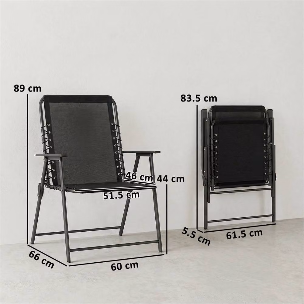 EONLION Black Metal Garden Dining Chairs with Wide Seat for Adults – 2