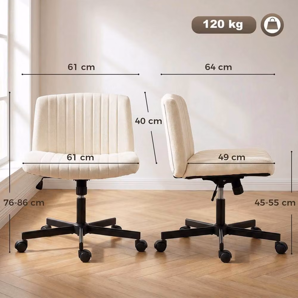 VOGREX Beige Fabric Task Chair with Wide Padded Seat and 360 Degree Swivel Function – 2