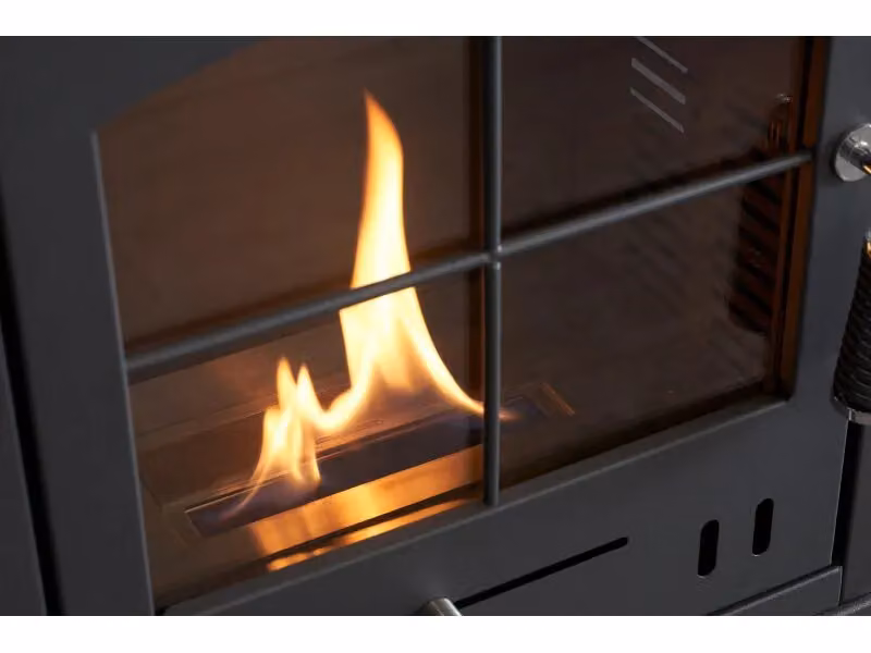Acantha Fires & Fireplaces Pre-Built Media Wall 1 with OKO S2 Bio Ethanol Stove in Charcoal Grey and White, W/D/H: 225 x 116 x 43.3 cm – 3
