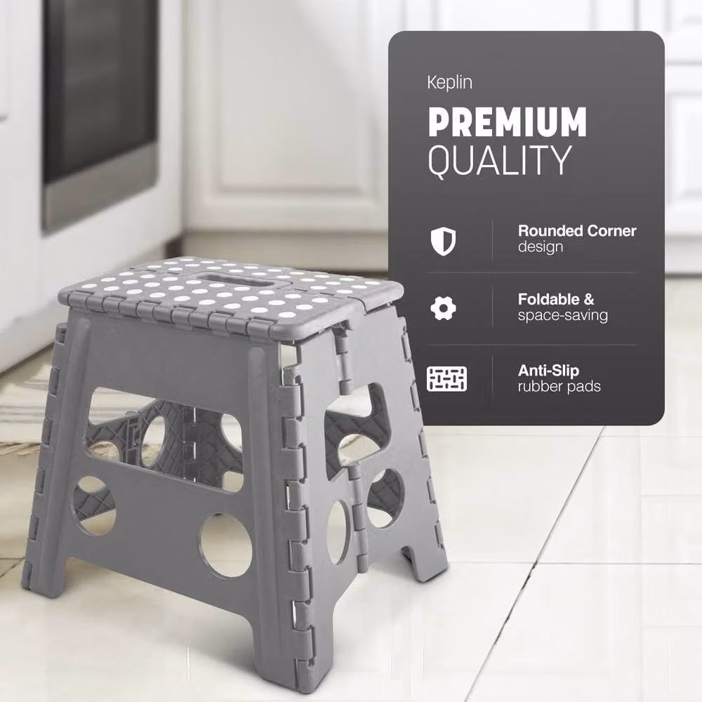 Keplin Heavy Duty Folding Step Stool in Grey – 2