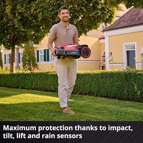 Einhell 18V Robot Lawnmower with Long-Life Rechargeable Power X-Change Battery and App Control, Black and Red – 6
