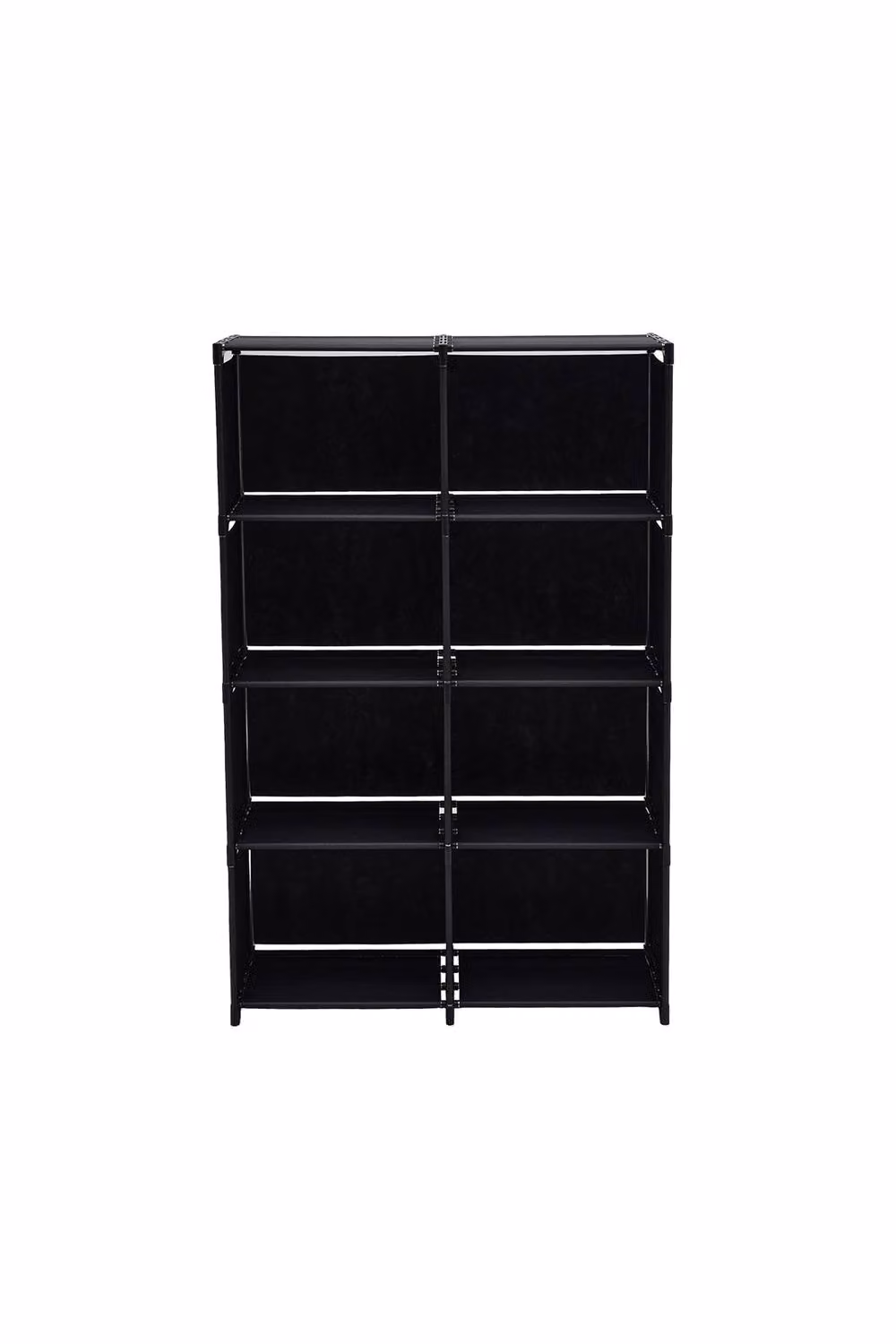 ExtraStar Modern Freestanding Multi Level Cube Storage Shelf with Back Panel in Matt Black Metal – 3