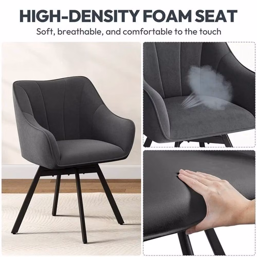 KORVIXA Swivel Dining Chair with Armrests in Grey – 5