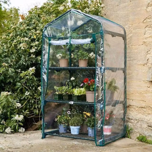 Marco Paul 3 Tier Mini Greenhouse with Reinforced Transparent PVC Cover, W: 100 cm, D: 50 cm, H: 120 cm – 1