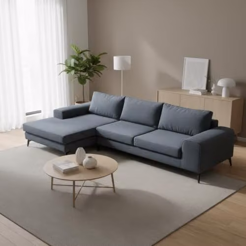 Abakus Direct Venice Modern L-Shaped Corner Sofa in Blue with Scatter Back Cushions and Solid Wood Frame, Left Hand Facing, W/D/H: 289 x 146 x 81 cm – 2