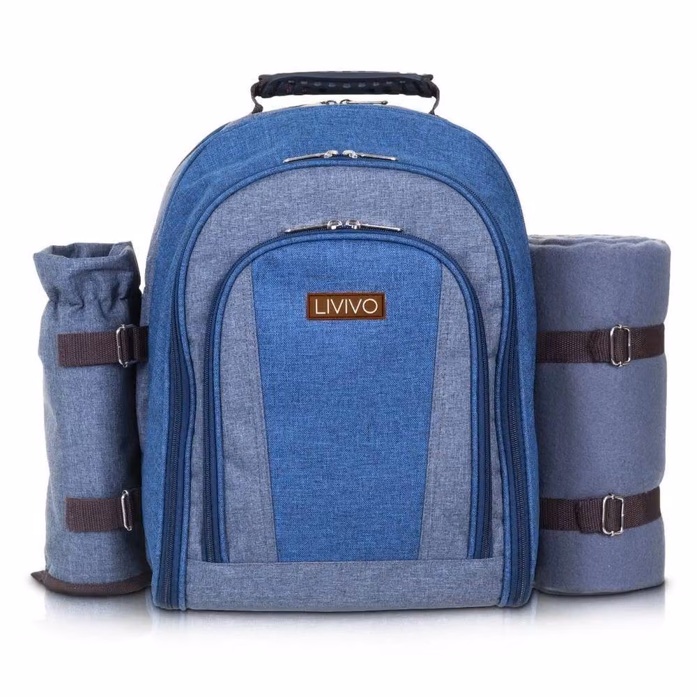 Kelvenix Picnic Backpack Set for 4 People in Blue with Stainless Steel Accessories – 3
