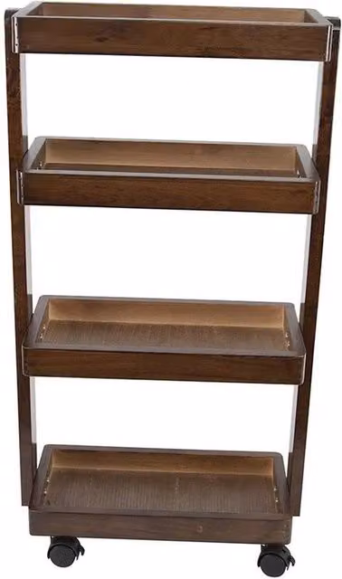 KORVIXA 4-Tier Rolling Kitchen Storage Trolley in Brown, W/D: 100 x 100 cm – 1