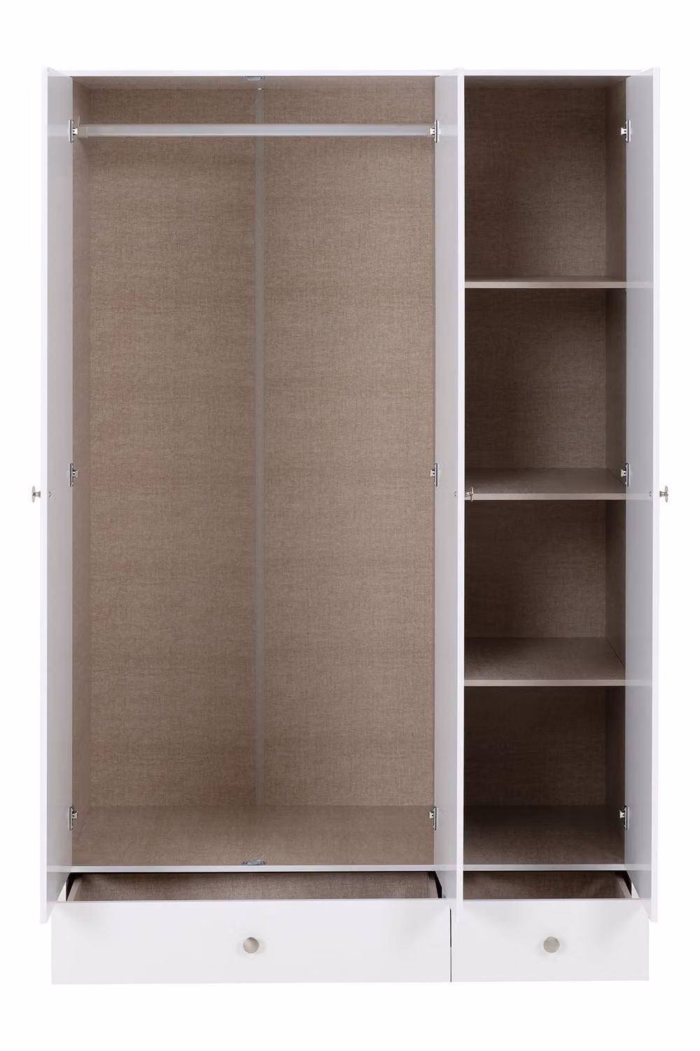 Seconique Denver Modern White Gloss 3 Door 2 Drawer Mirrored Wardrobe H 175.5 cm x W 112.0 cm – 2