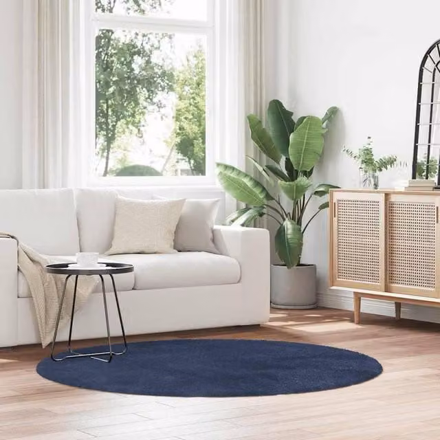 Berkfield Home NAVARRA Shaggy High Pile Rug, Blue, W/D/H: 160 x 160 x 1 cm