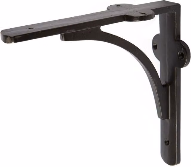 Hammer and Tongs Matt Black Curved Iron Shelf Bracket, 15 x 15 cm