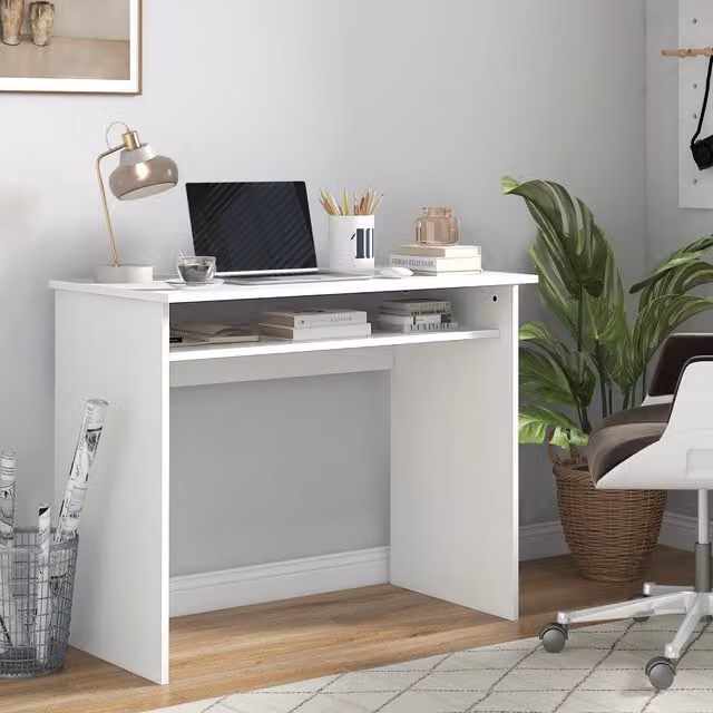 HOMCOM Computer Desk and Study Workstation in White – 1