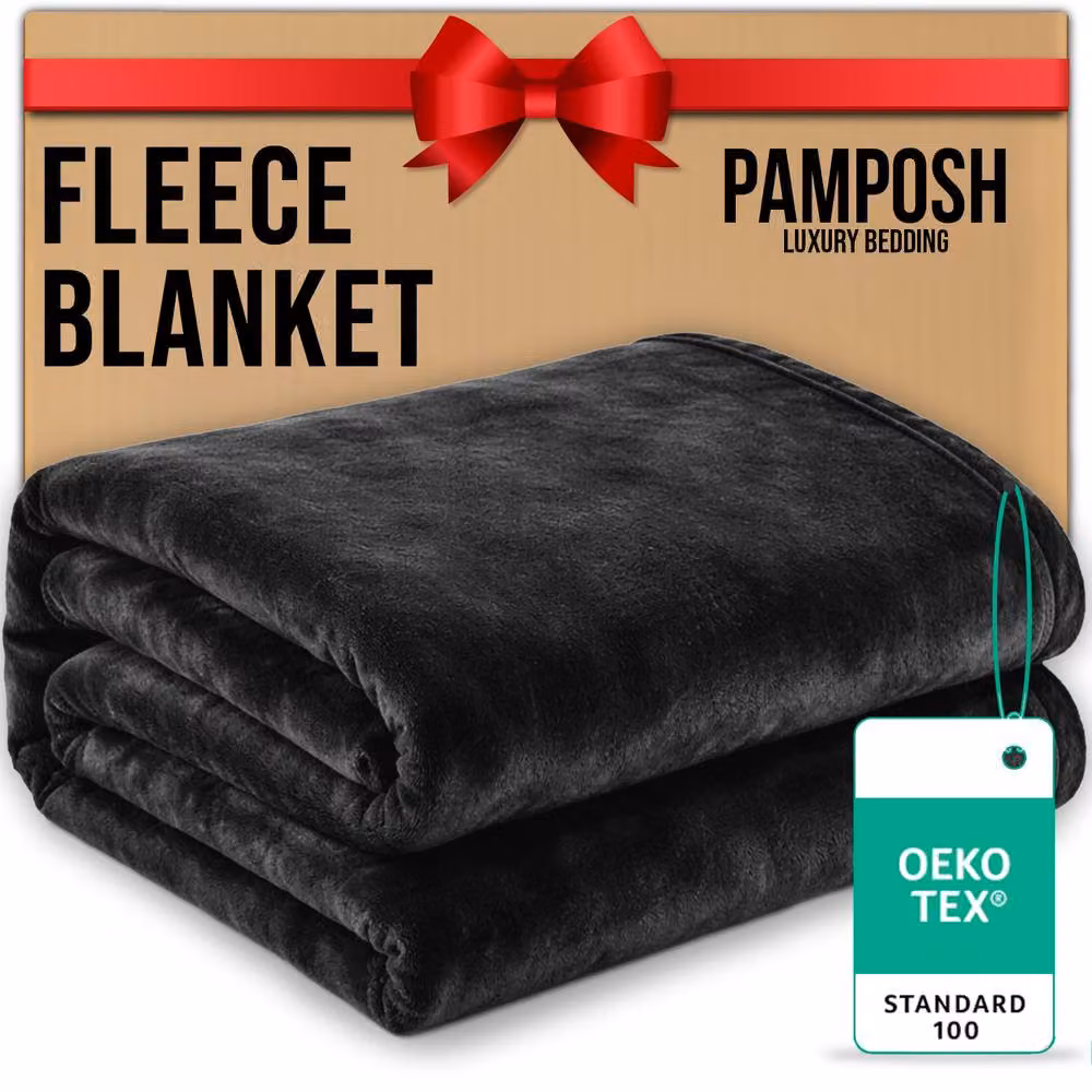 Pamposh Reversible Double Face Flannel Fleece Throw in Black – 2