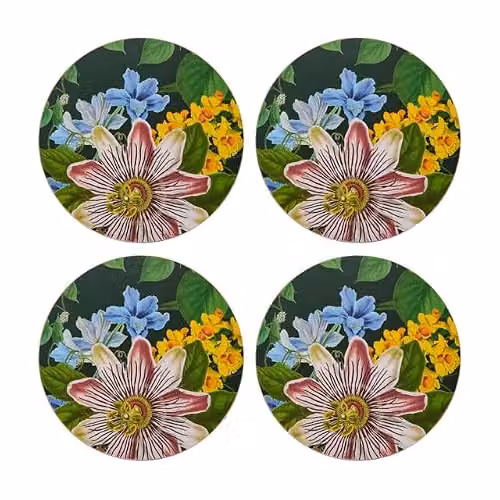 Creative Tops Multicolour Tropical Floral Round Absorbent Coasters, Set of 4, W/D/H: 12 x 12 x 2 cm – 5
