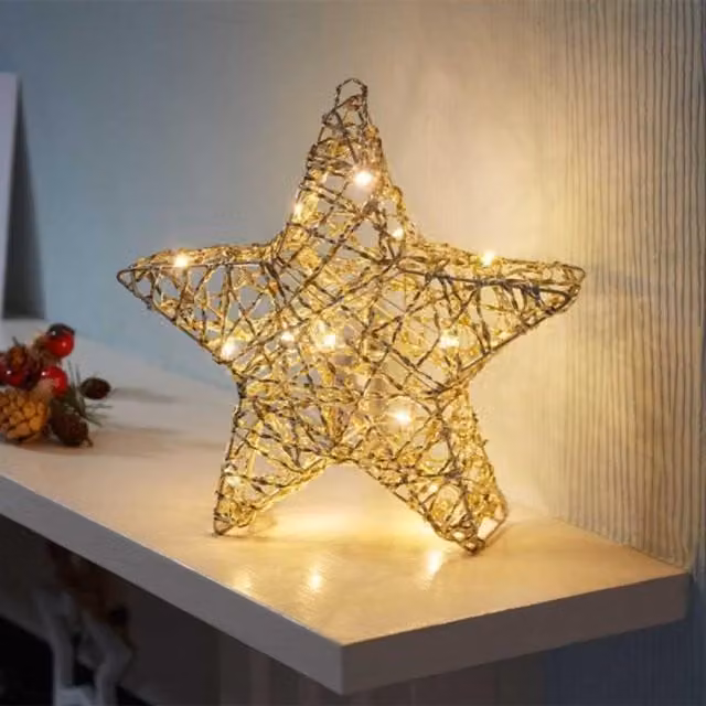 Samuel Alexander Gold Weave Wonder Starlet Christmas Star with LEDs, 30 cm