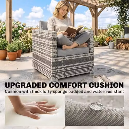 Outsunny Modern Grey Rattan Garden Chair for Terrace and Garden – 4