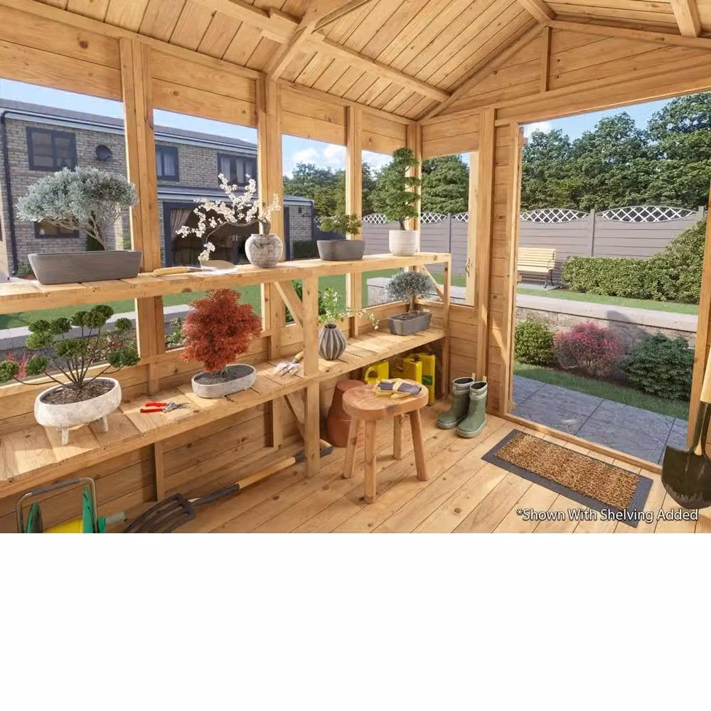 Dunster House Overlord Modular Wooden Potting Shed with Gable Roof in Brown and Natural – 7
