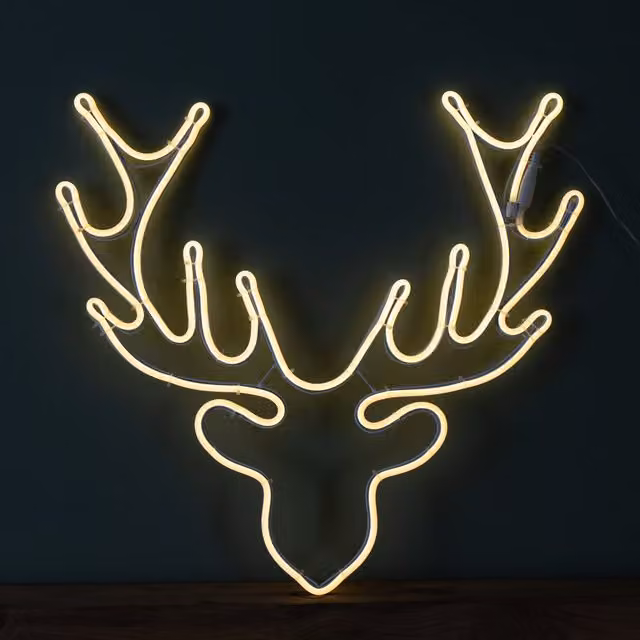 Samuel Alexander Light up Neon Flex Christmas Reindeer Head with Warm White LEDs, 58 cm – 1