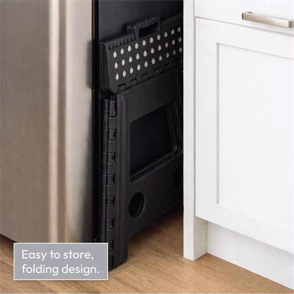 FLAVORA Black Large Foldable Step Stool and Portable Kitchen Seat – 3