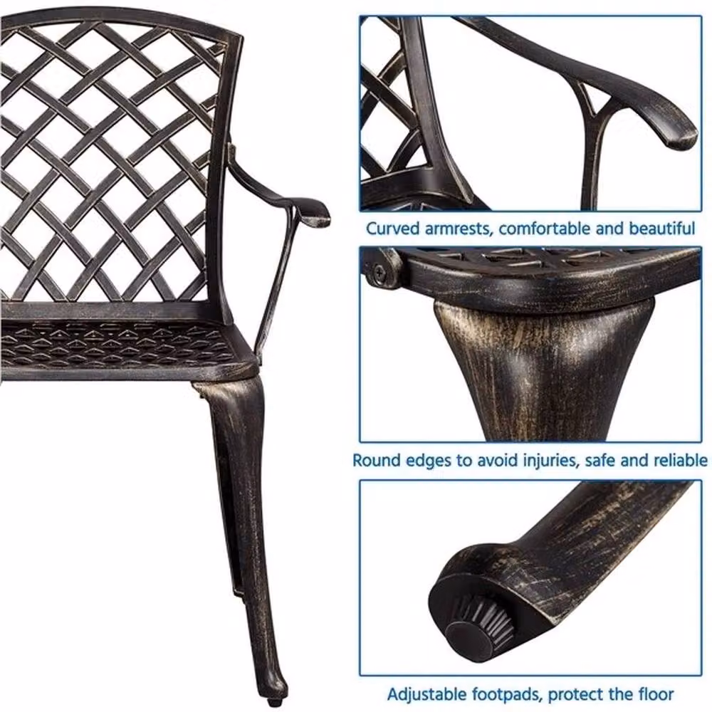 PAWNORA Set of 2 Brown Metal Outdoor Patio Dining Chairs – 3