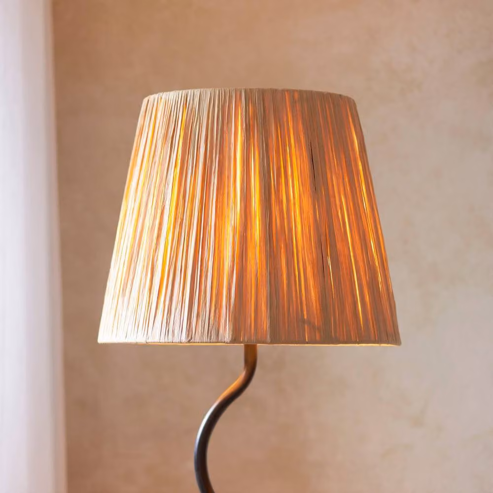Netlighting Wriggle Floor Lamp in Matt Black with Natural Rattan Tapered Shade and E27 Socket – 3