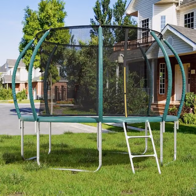 Kidkid Outdoor Trampoline with Safety Net in Dark Green, 426cm