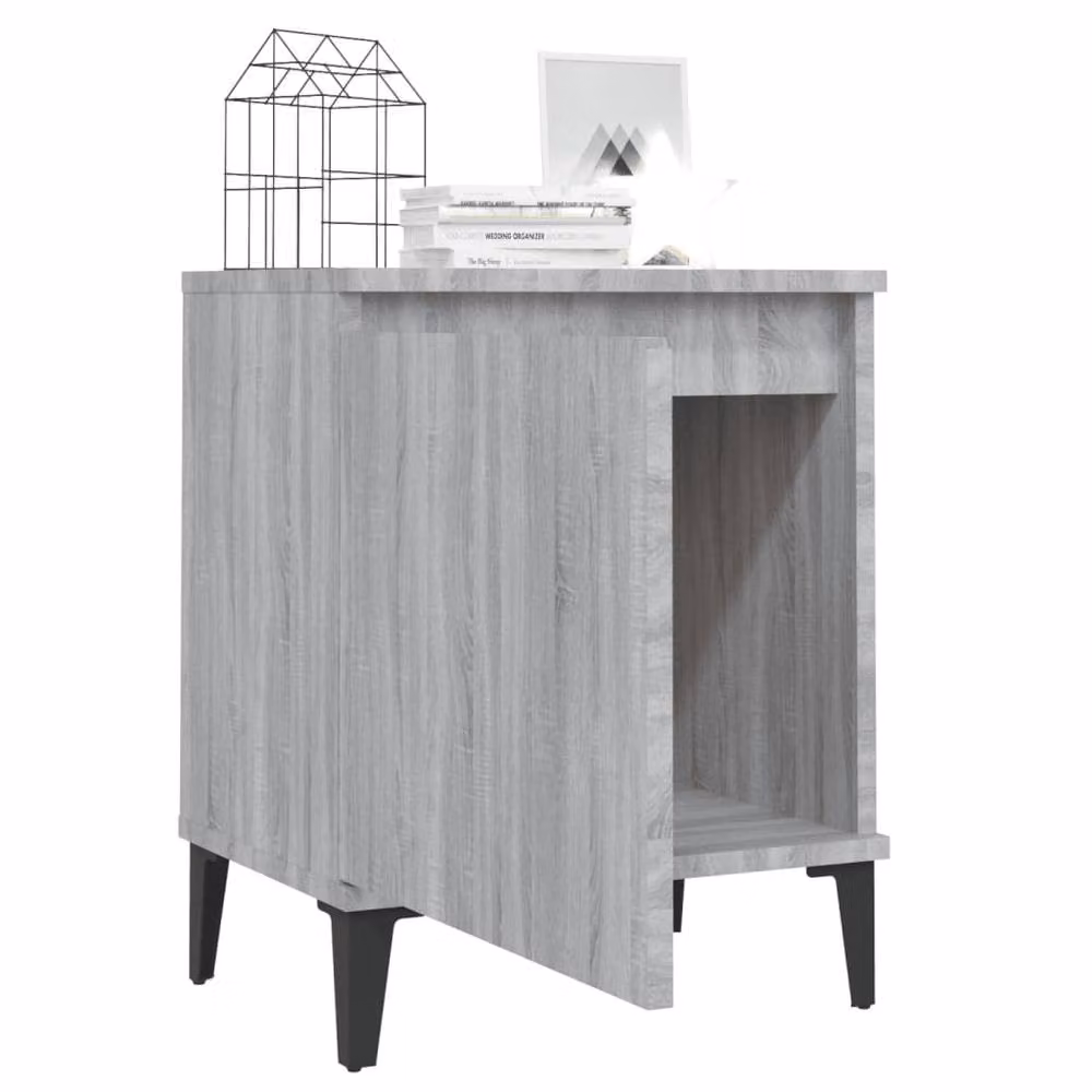 Berkfield Home Set of 2 Bedside Cabinets in Grey Sonoma with Metal Legs, W/D/H: 40 x 30 x 50 cm – 3