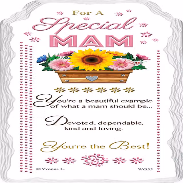 Sensations Handcrafted Ceramic Floral Plaque for Mum, Multicolour, W: 17.5 cm, H: 8.0 cm, D: 1.0 cm