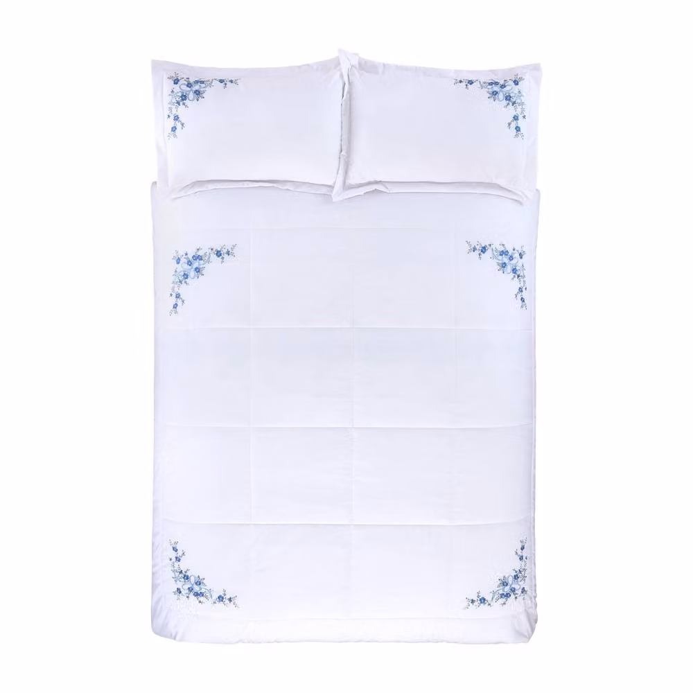 Rapport Home Floral Ribbon Bedspread in White and Blue, W/D/H: 254 x 254 x 254 cm – 2