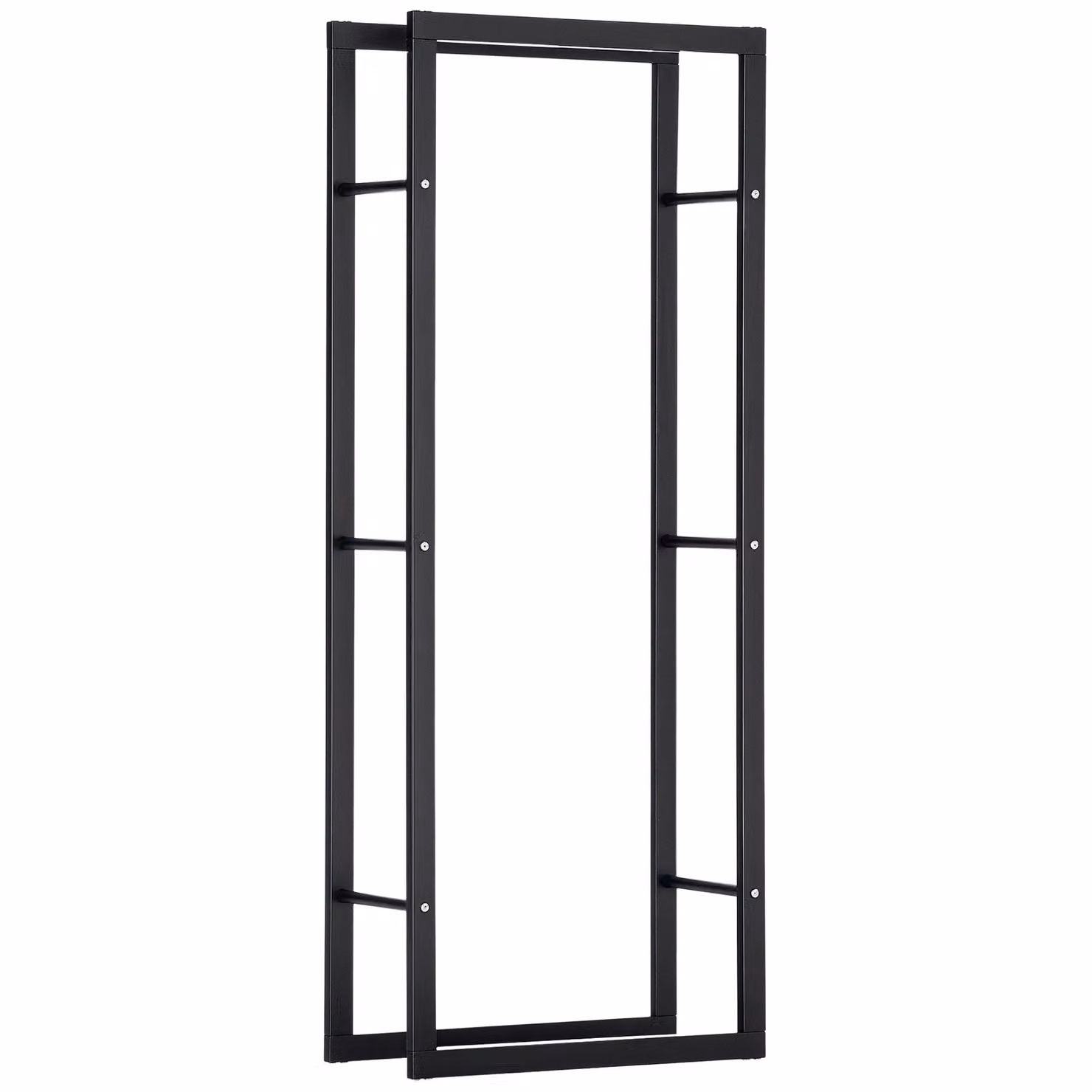 HOMCOM Metal Firewood Log Holder Rack in Matt Black W/D/H: 40 x 40 x 40 cm – 2