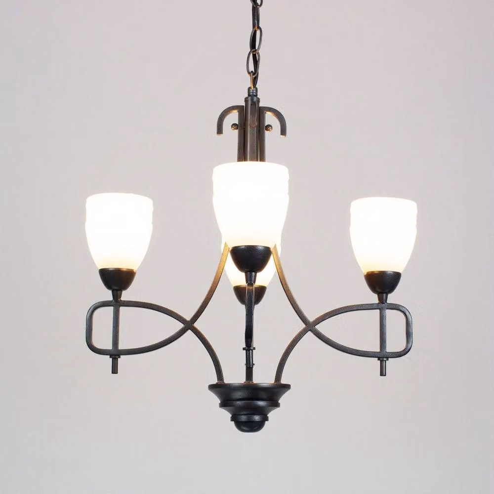 Netlighting San Marino 4 Light Pendant Lamp in Grey with Glass and Metal Details – 2