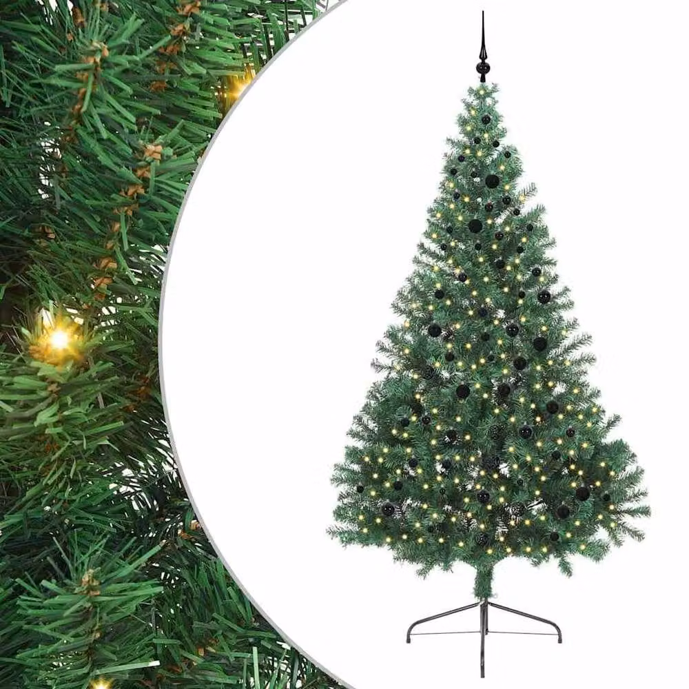 Berkfield Home Artificial Pre-lit Christmas Tree in Green, Height: 240 cm – 2