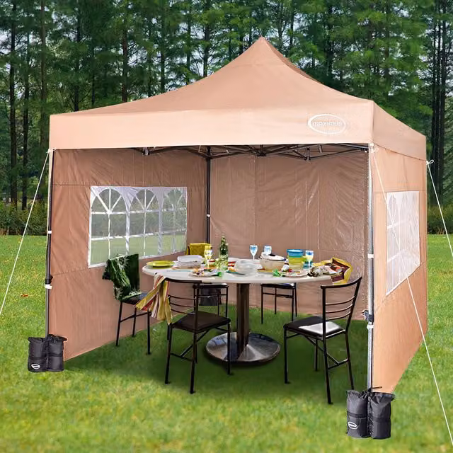MCC Direct Maximus Heavy Duty Pop Up Gazebo with Removable Sides, Beige, W/D: 3 x 3 m – 1