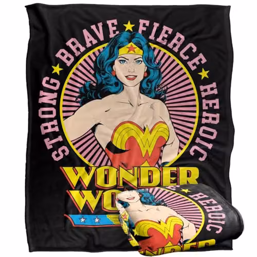 Warner Bros. Wonder Woman Circle Portrait Super Soft Fleece Throw Blanket, Multicolour, W: 152 cm, D: 127 cm