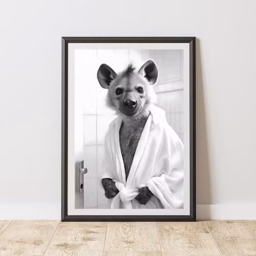60 Second Makeover Hyena Bathrobe Animal Print Paper Poster, W: 21.0 cm, H: 29.7 cm
