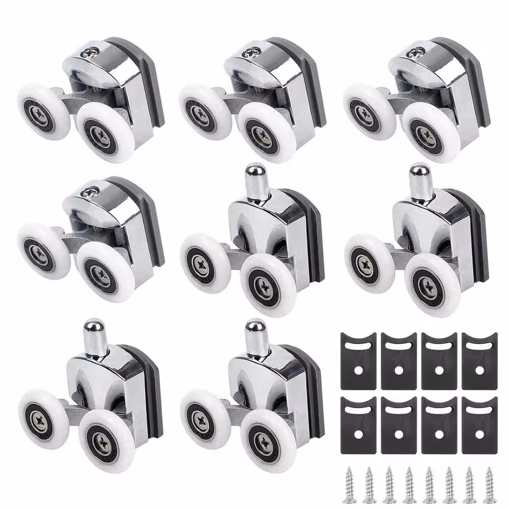 NESTLUNE 8 Pack 23mm Silver Shower Door Rollers for 4-6mm Curved Glass – 2