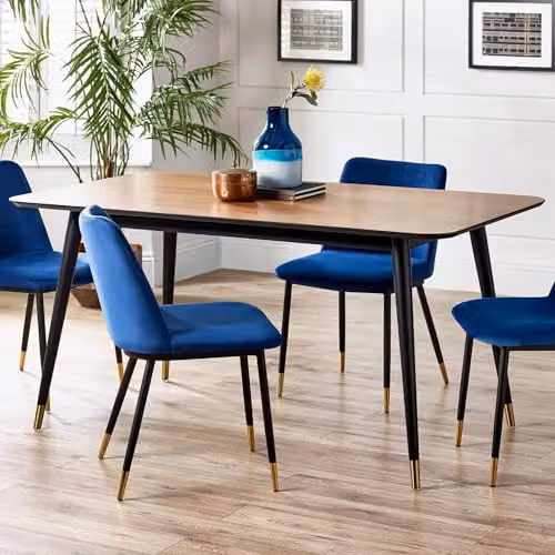 Julian Bowen Findlay Rectangular Retro Dining Table in Walnut and Black, W: 160 cm, D: 90 cm, H: 75 cm – 2