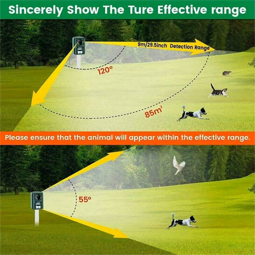 SPETLEK Battery Operated Ultrasonic Garden Animal and Bird Deterrent Repeller in Green – 5