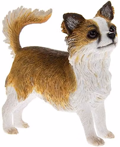 Leonardo Animal Crackers Long Hair Chihuahua Dog Figurine in White, Green and Multicolour