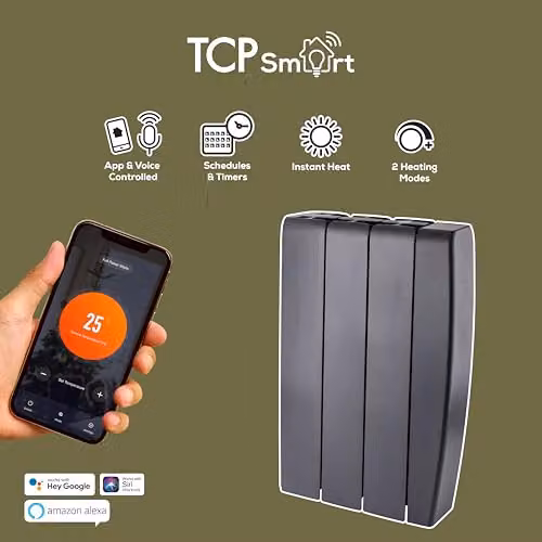 TCP Smart 700W Black Ceramic Panel Electric Radiator with WiFi and App Control – 5