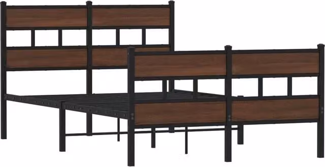 Berkfield Home Elegant Bed Frame with Headboard and Footboard in Brown, W/D/H: 120 x 190 cm