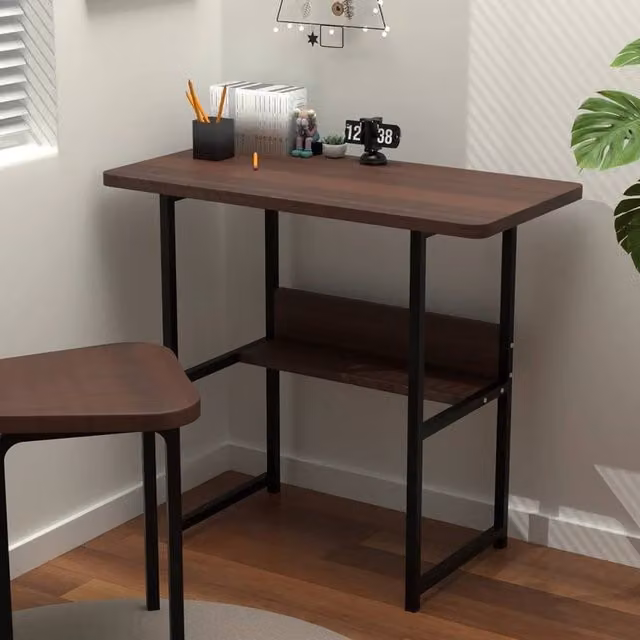 KORVIXA Brown Computer and Laptop Study Desk, W/D/H: 100 x 100 x 75 cm – 1