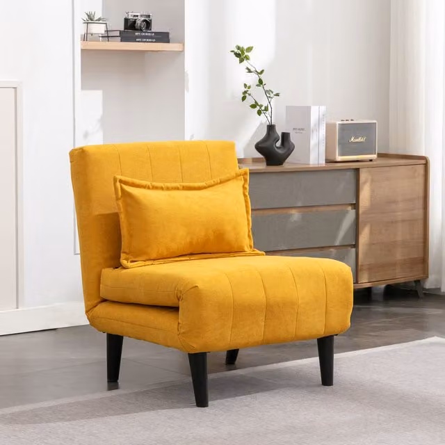 More4Homes Modern Yellow Fabric Sofa Bed W/D/H: 186.5 x 125.5 x 83 cm