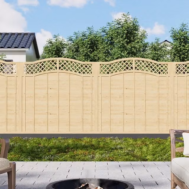 Garden Sanctuary Uncoated Wooden Garden Privacy Fence with Lattice Top, Height: 180 cm