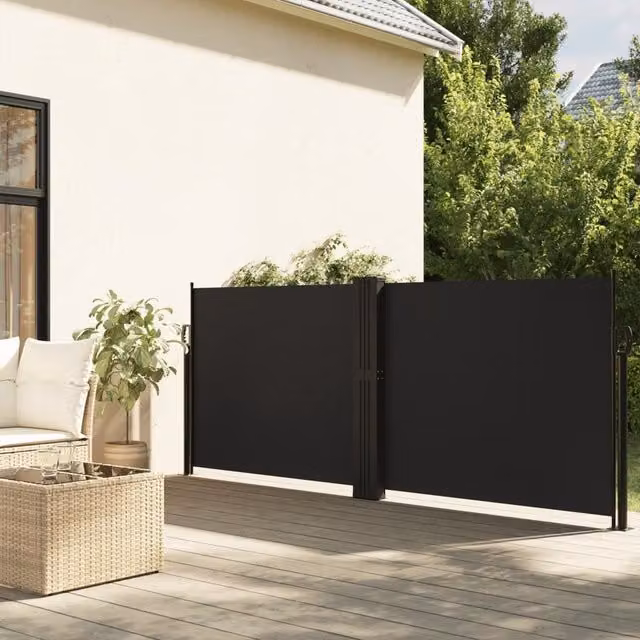 Berkfield Home Retractable Side Awning in Black, W/H: 1200 x 140 cm
