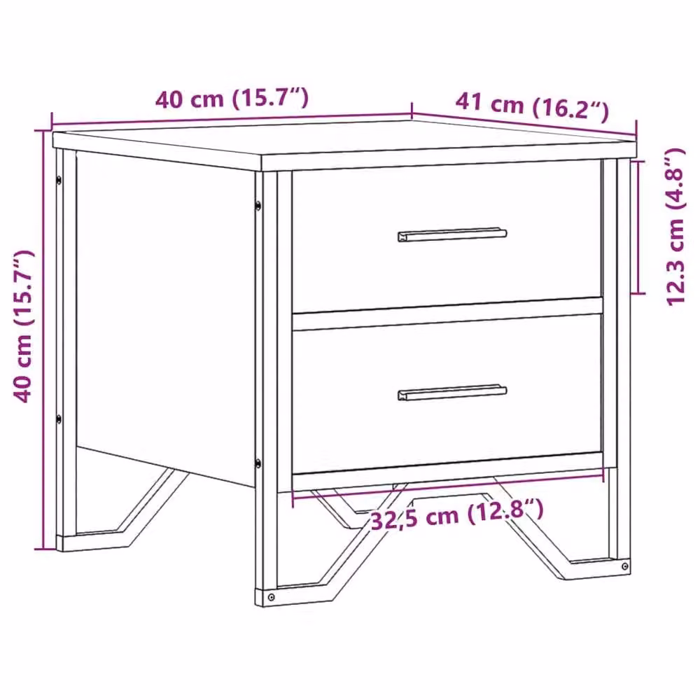Berkfield Home Set of 2 Smoked Oak Bedside Cabinets in Brown, W/D/H: 40 x 41 x 40 cm – 9