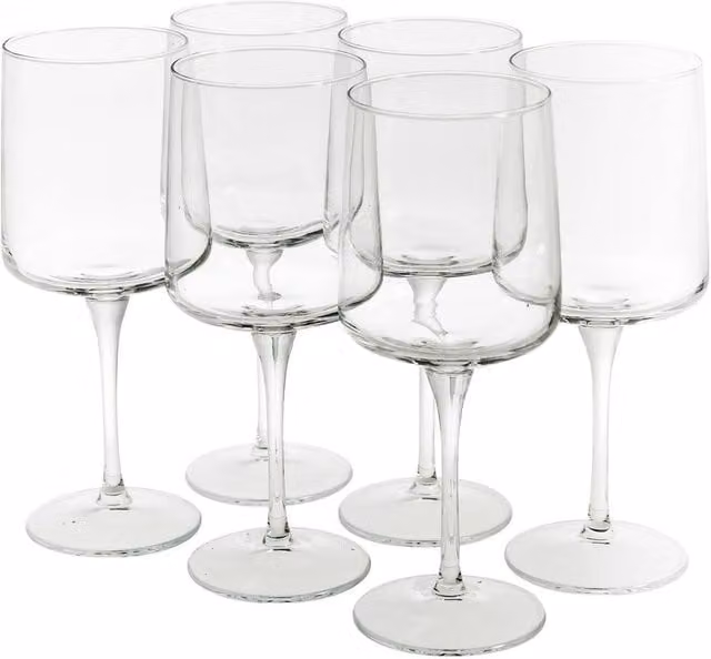 EONLION Set of 6 Clear Glass Wine Goblets, 430 ml