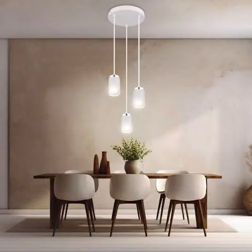 Netlighting Korben Cluster Pendant Ceiling Light in White and Chrome with 3x GU10 Bulbs, Height: 115.5 cm – 3