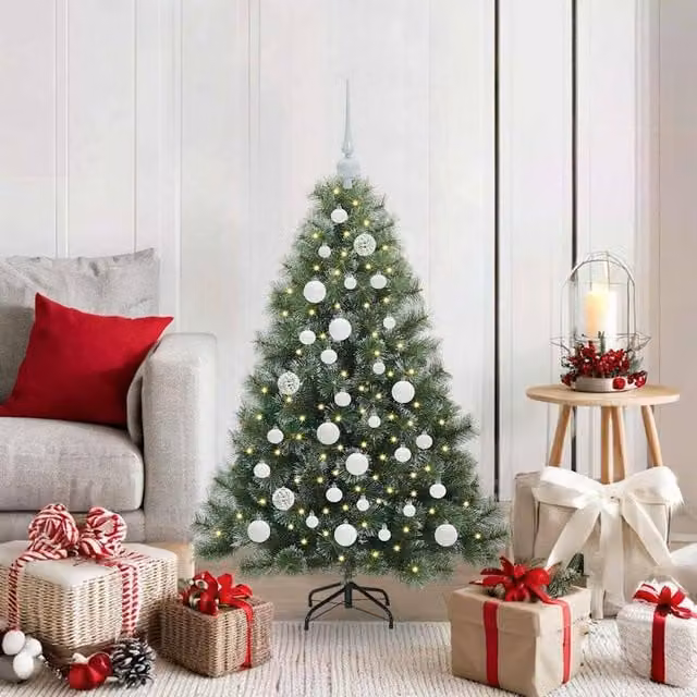 Berkfield Home Artificial Green Christmas Tree with 150 Warm White LEDs, Height: 120 cm