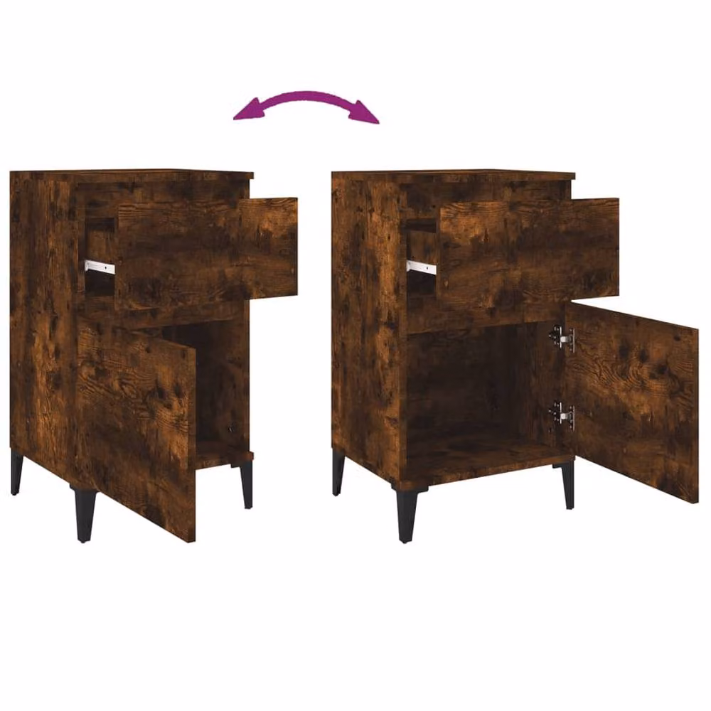 Berkfield Home Elegant Bedside Cabinets, 2 Piece Set in Smoked Oak Brown, W/D/H: 40 x 35 x 70 cm – 5