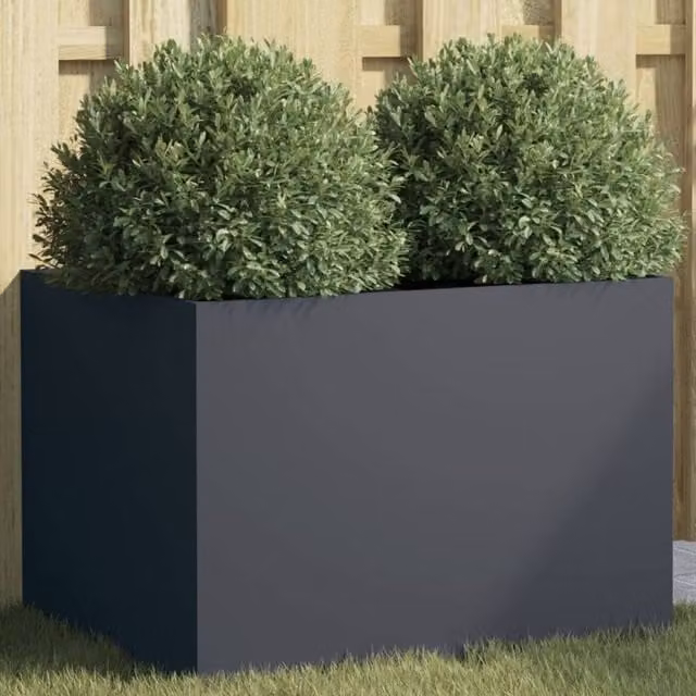 Berkfield Home Anthracite Steel Planter Tub in Black, W: 62 cm, D: 47 cm, H: 46 cm – 1